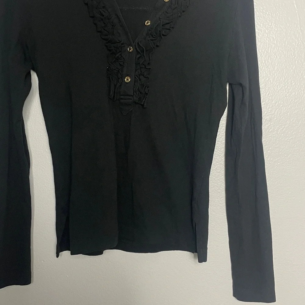 Tory Burch Rommily Black Long Sleeve Shirt Size‎ S